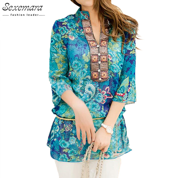 2017 Summer Women Shirt Blouse Style Fashion Chiffon Half Sleeve Plus size 5XL Floral Casual Top Embroidery Woman Tunic Blouses