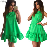 Lossky 2017 Summer Dress Women's Vestidos Sexy Ruffle Dresses Sleeveless Casual Big Size Bodycon Dress Summer Mini Dresses