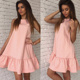 Lossky 2017 Summer Dress Women's Vestidos Sexy Ruffle Dresses Sleeveless Casual Big Size Bodycon Dress Summer Mini Dresses