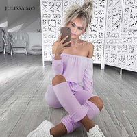 Sibybo 6 Color New Rompers Womens Jumpsuit 2017 Sexy Off Shoulder Long Sleeve Autumn Elegant Bodycon Bodysuit Bandage Jumpsuits