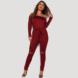Sibybo 6 Color New Rompers Womens Jumpsuit 2017 Sexy Off Shoulder Long Sleeve Autumn Elegant Bodycon Bodysuit Bandage Jumpsuits
