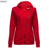 ZAFUL 2017 New Spring Autumn Women hoodies sweatshirts zipper V Neck Long Sleeve Warm Female Hoodies jacket Sudaderas Mujer