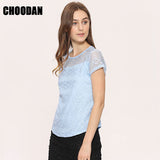 White Blouse Lace Chiffon Short Sleeve Summer Women Tops 2017 New Fashion Korean Hollow Out Ladies Shirt Office Female Clothing