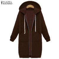 Oversized 2017 Autumn ZANZEA Women Casual Long Hoodies Sweatshirt Coat Pockets Zip Up Outerwear Hooded Jacket Plus Size Tops