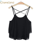 Chamsgend Newly Design Women HOT Beach Short Vest Ruffle Chiffon Tank Tops Camis 160303