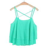 Chamsgend Newly Design Women HOT Beach Short Vest Ruffle Chiffon Tank Tops Camis 160303