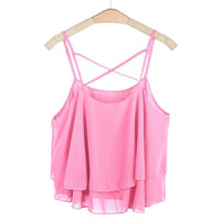 Chamsgend Newly Design Women HOT Beach Short Vest Ruffle Chiffon Tank Tops Camis 160303