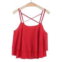 Chamsgend Newly Design Women HOT Beach Short Vest Ruffle Chiffon Tank Tops Camis 160303