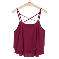 Chamsgend Newly Design Women HOT Beach Short Vest Ruffle Chiffon Tank Tops Camis 160303