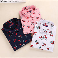 New Floral Women Blouses Shirts Casual Cherry Blouses Long Sleeve Ladies Tops Fashion Blusas Clothing For Womens Plus Size 5XL